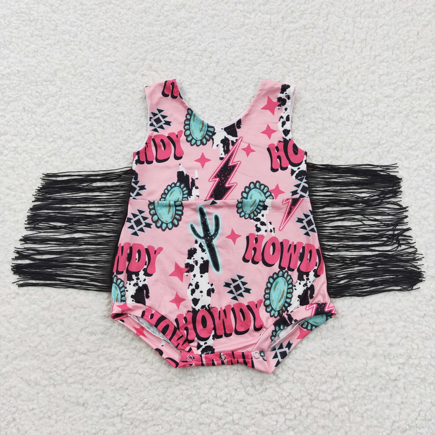 child howdy cowgirl fringe romper