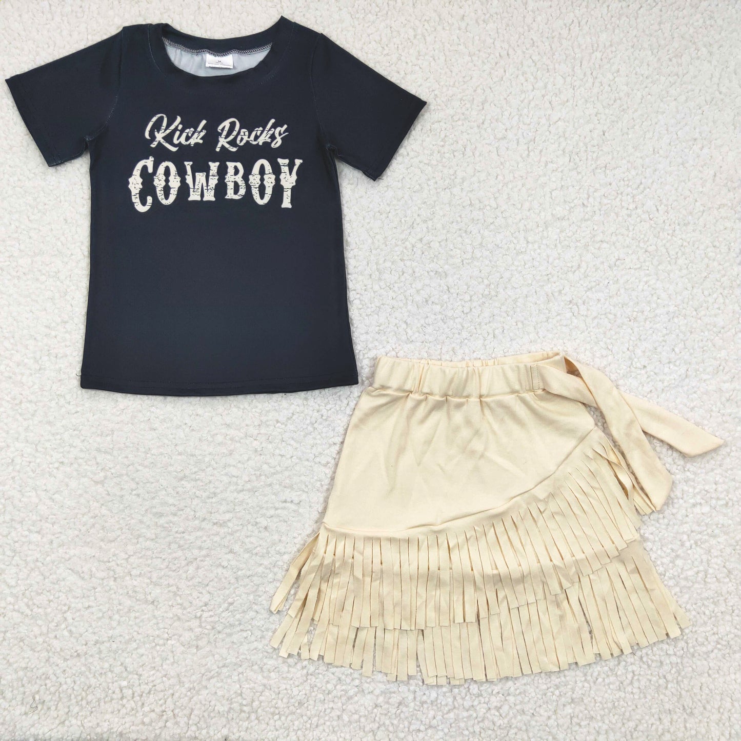 girl clothes black t shirt kick rocks cowboy