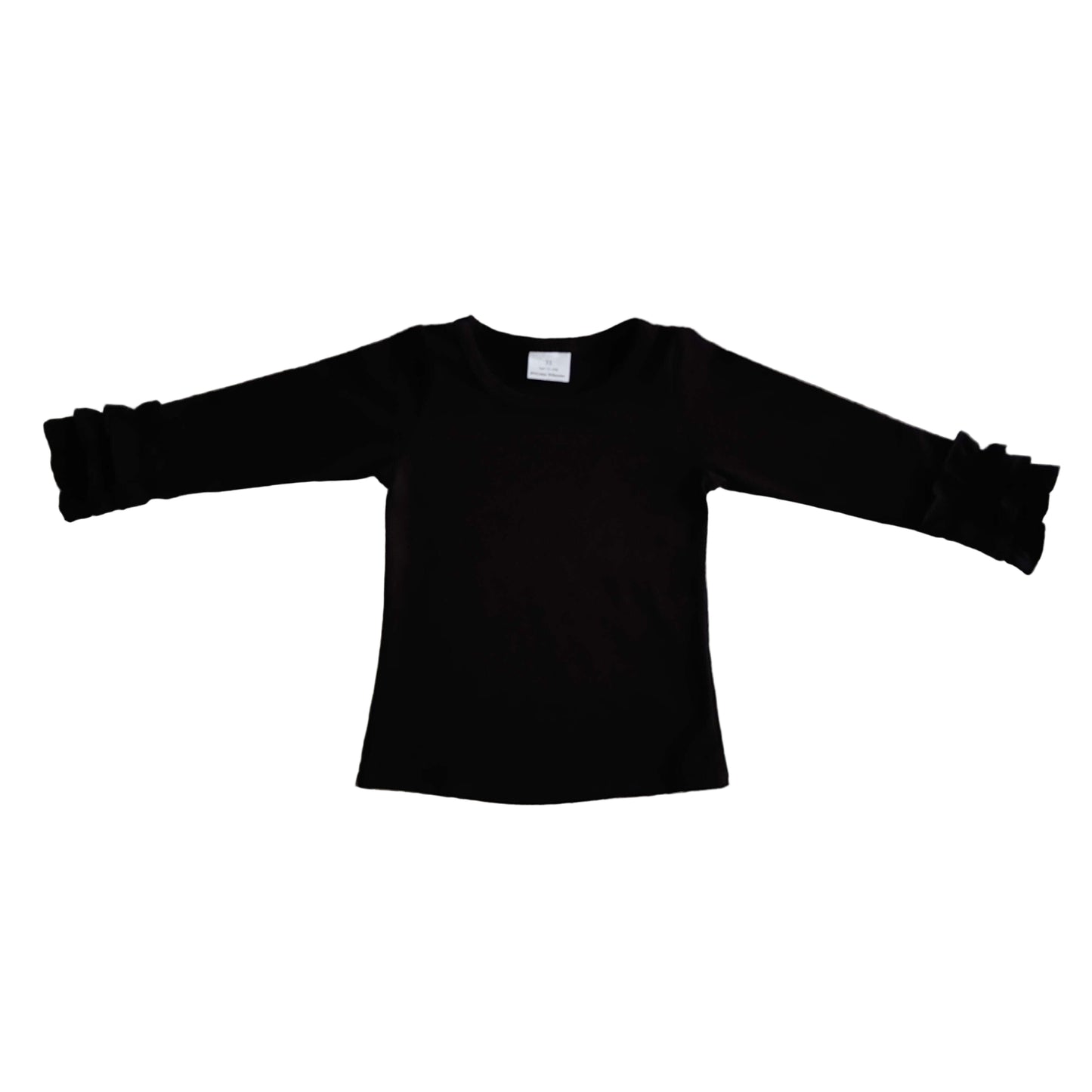 Black Cotton Ruffle Shirt