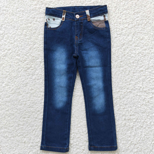 kids bottom denim pants blue bleached jeans