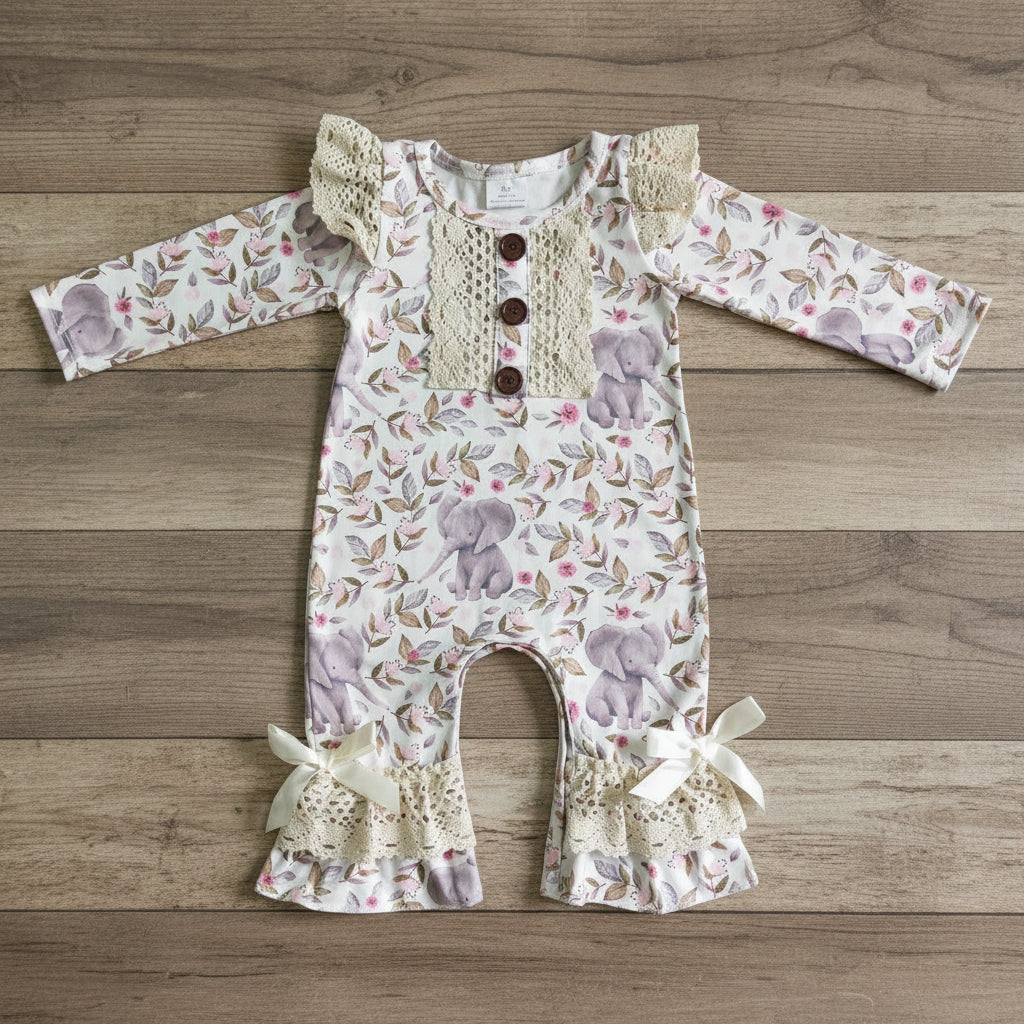 toddlers clothing elephant print romper girl 6 A1-26