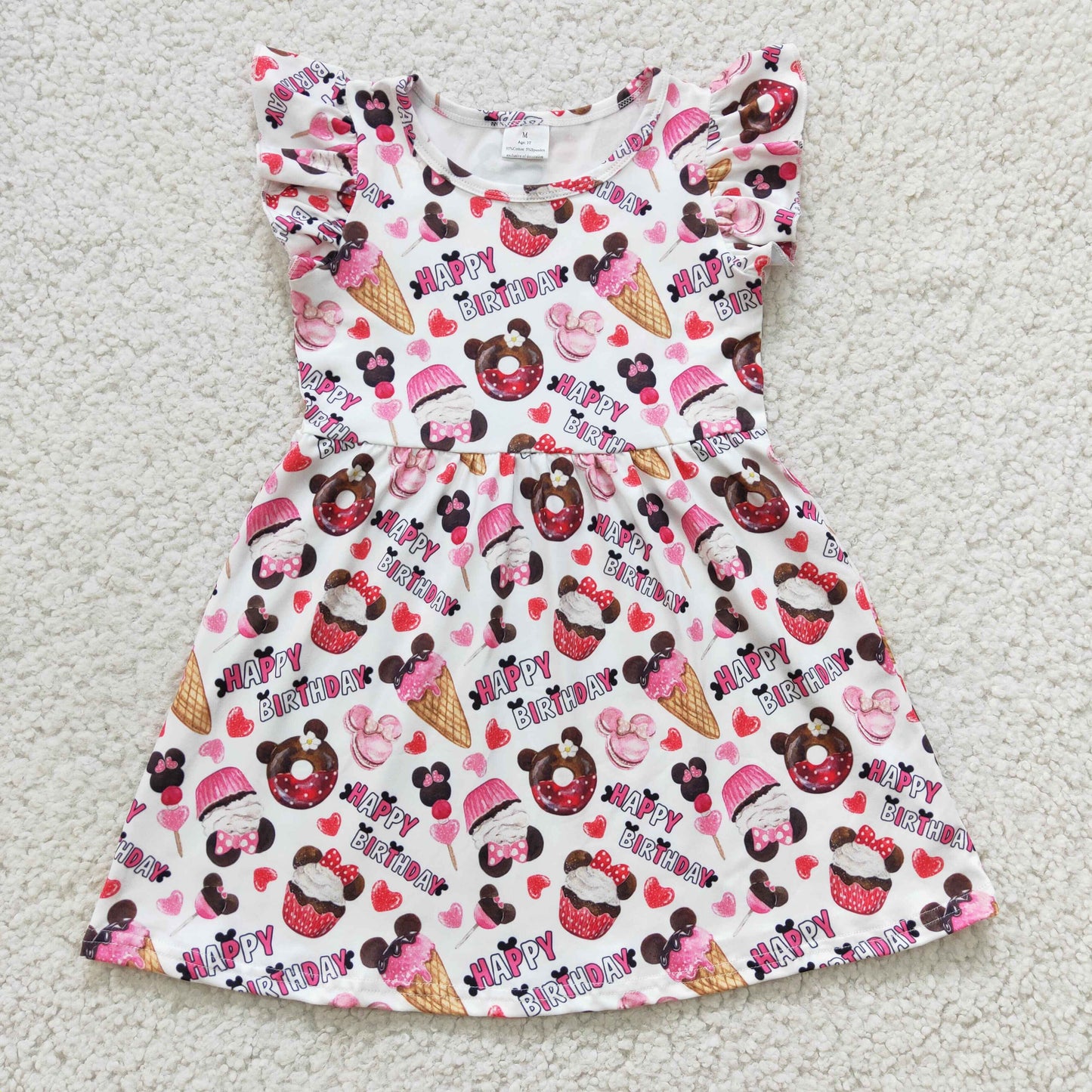 happy birthday cartoon candy cake pearl dress