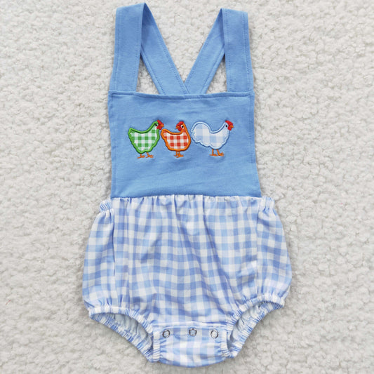 blue chicken embroidery cross bubble for baby boy