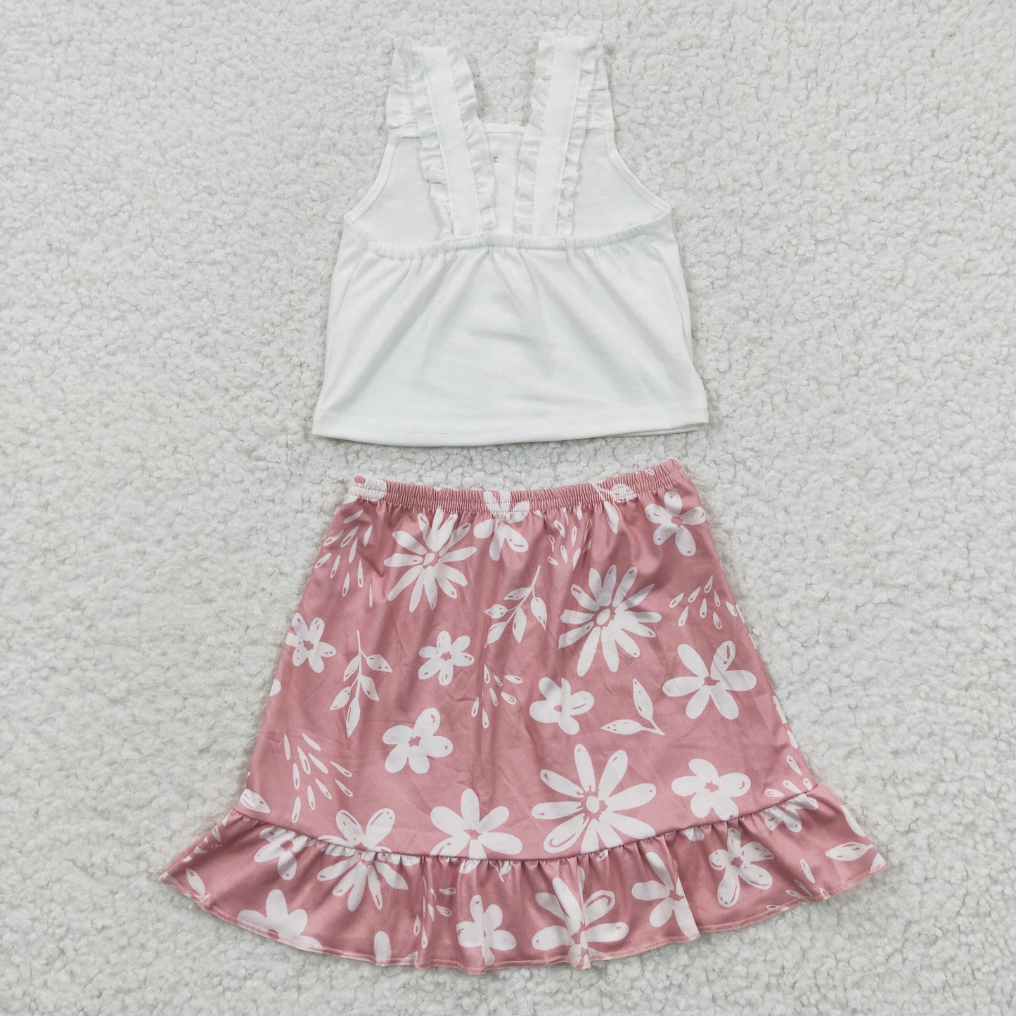 white top floral skirt set outfit girl's clothing