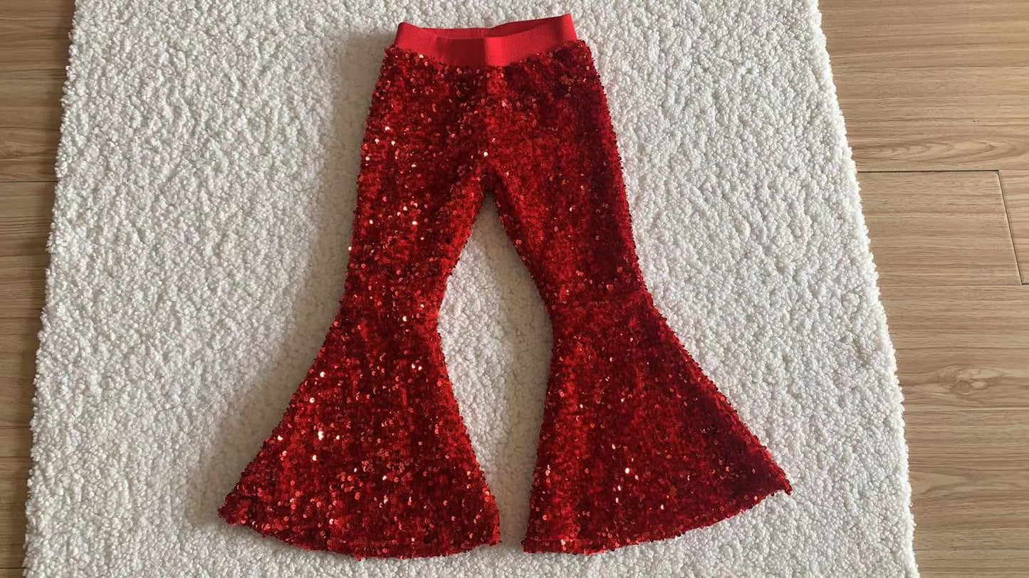 Red Sequins Bells Pants
