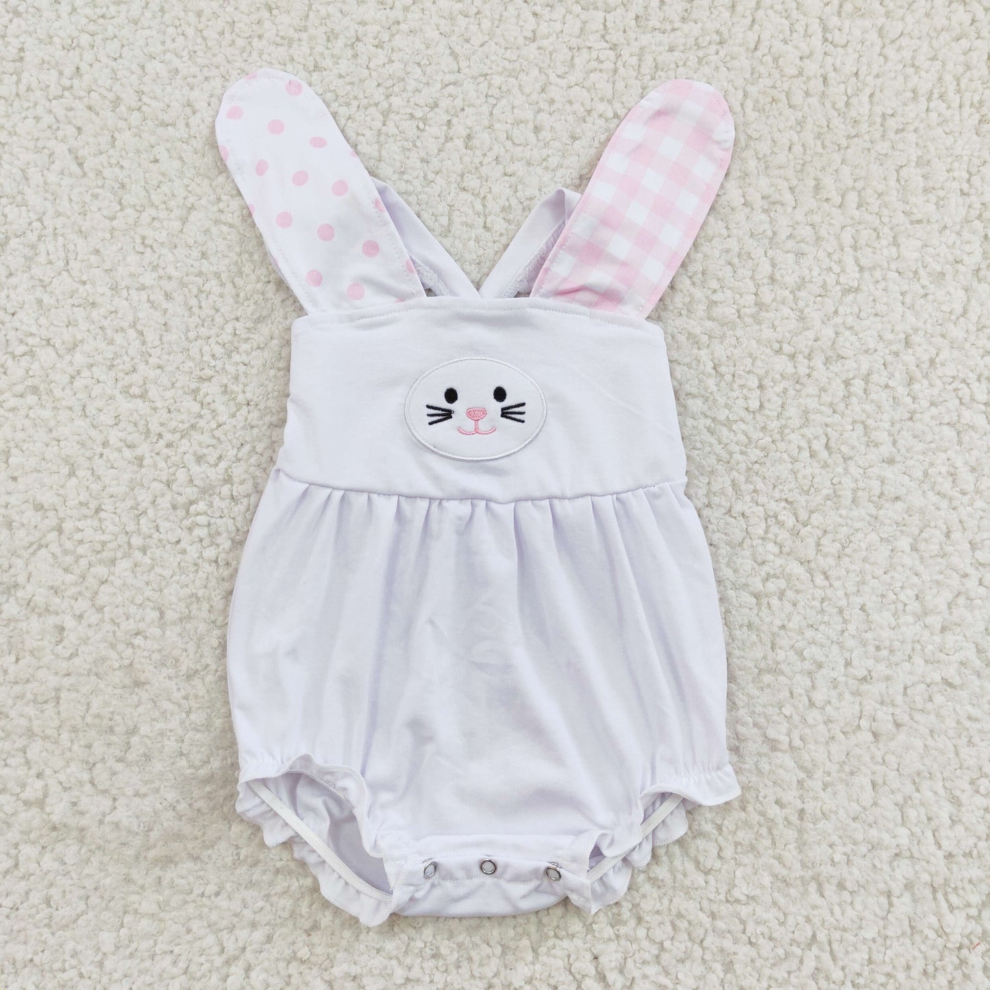 baby girl Easter rabbit shape embroidery romper