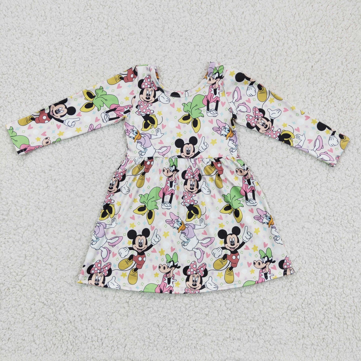 long sleeve cartoon duck mouse girls dress