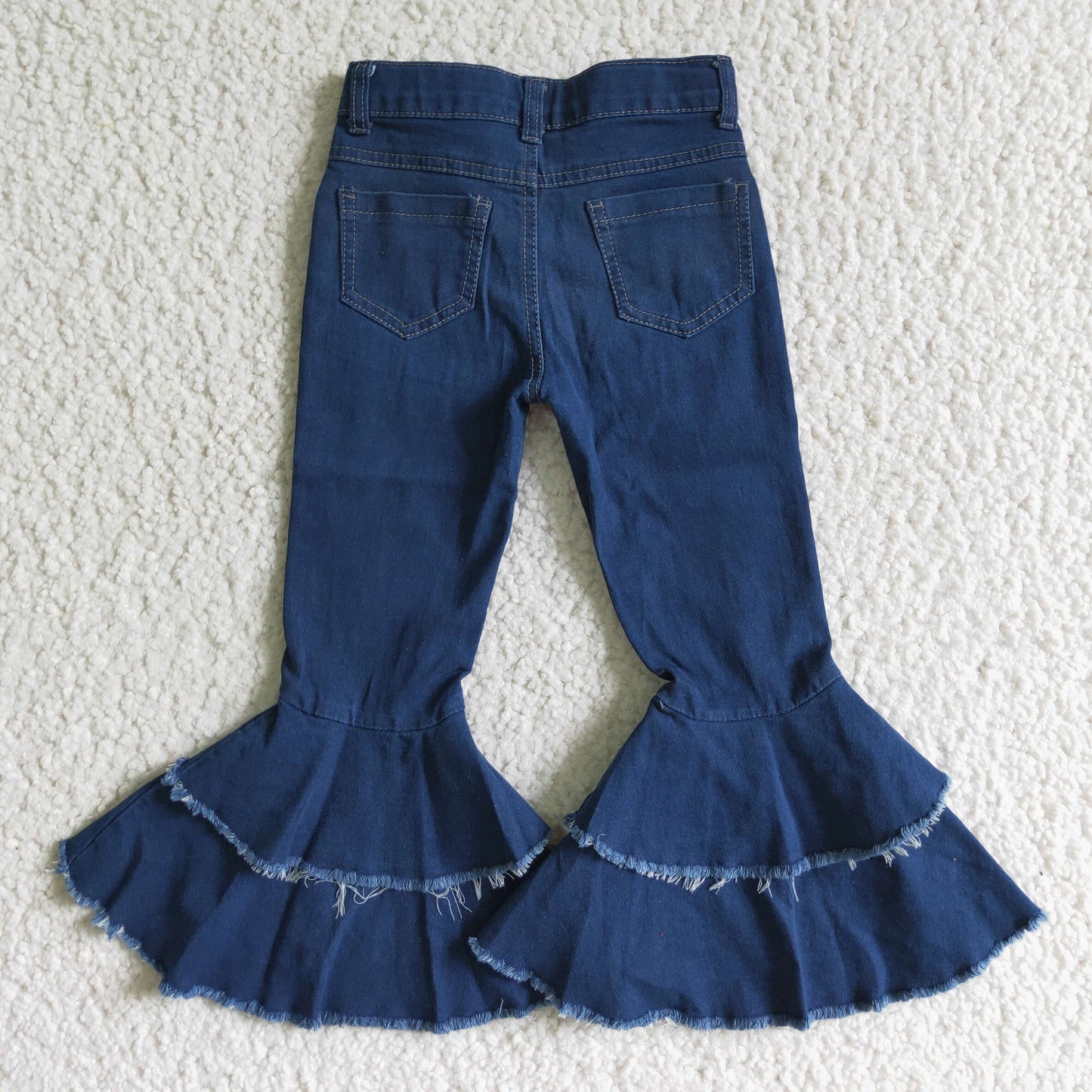 fashion dark blue double unregular denim pants