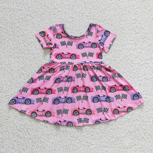girl’s dresses racing car in pink
