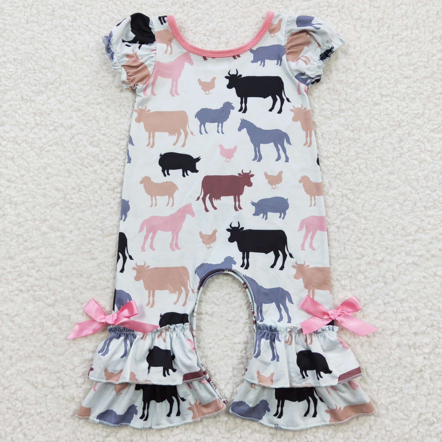 farm animal toddler baby girl ruffle romper