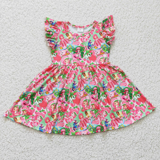 cartoon strawberry girl twirl dress