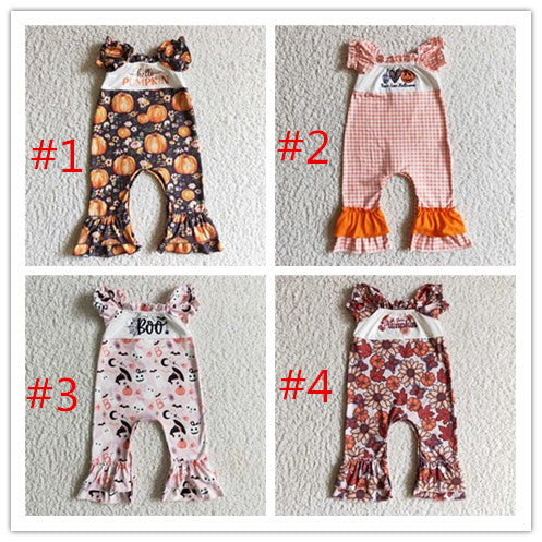 hello pumpkin ruffle baby romper