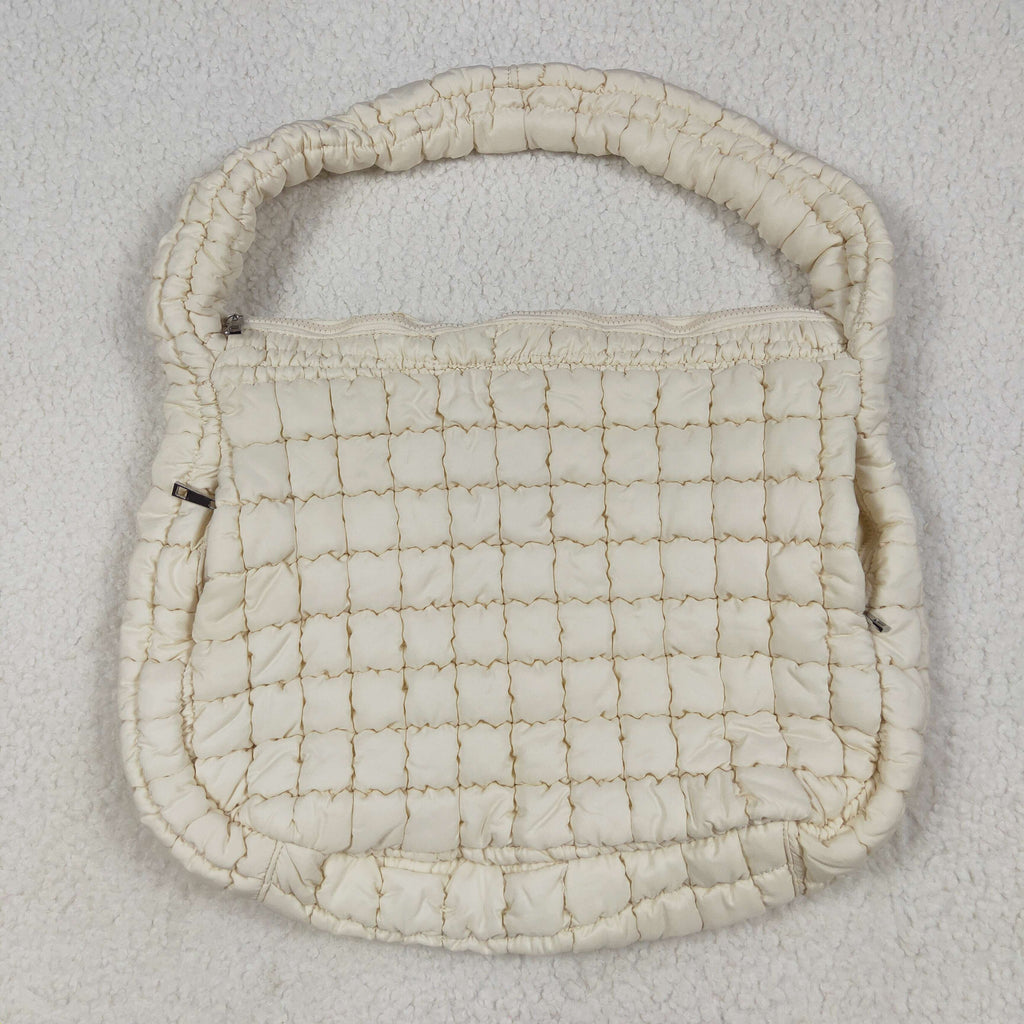 beige puffy tote bag