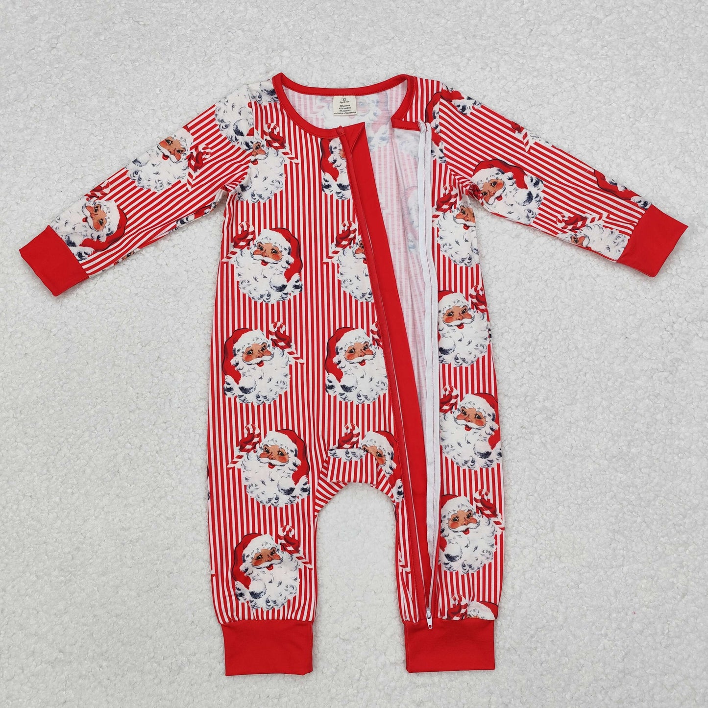 unisex baby santa print bamboo sleeper red