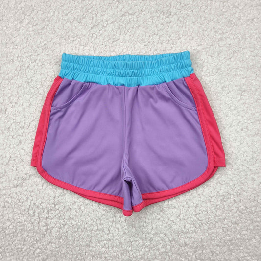 purple blue pink athletic shorts