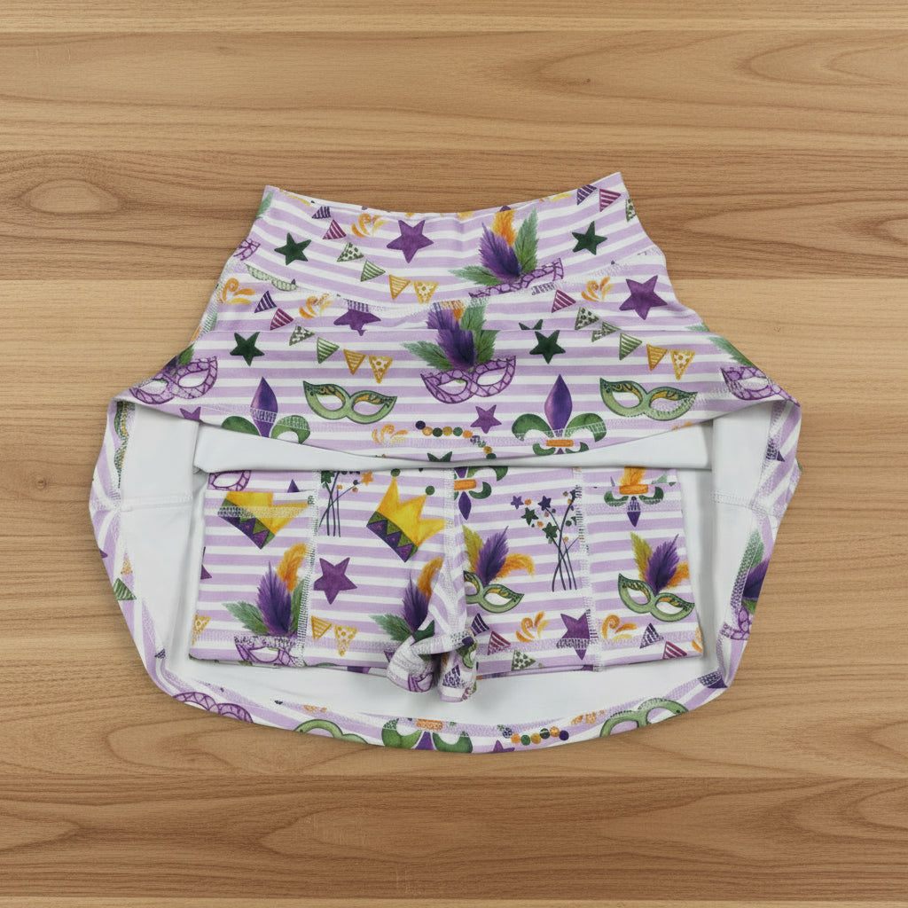 mardi gras party athletic skort