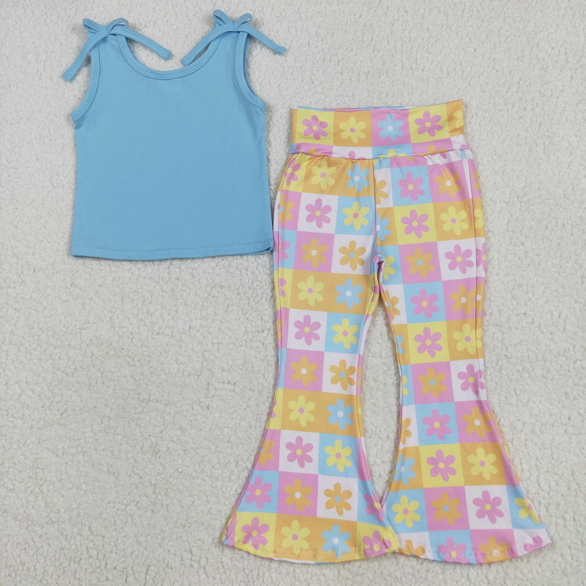blue top boho floral belle set