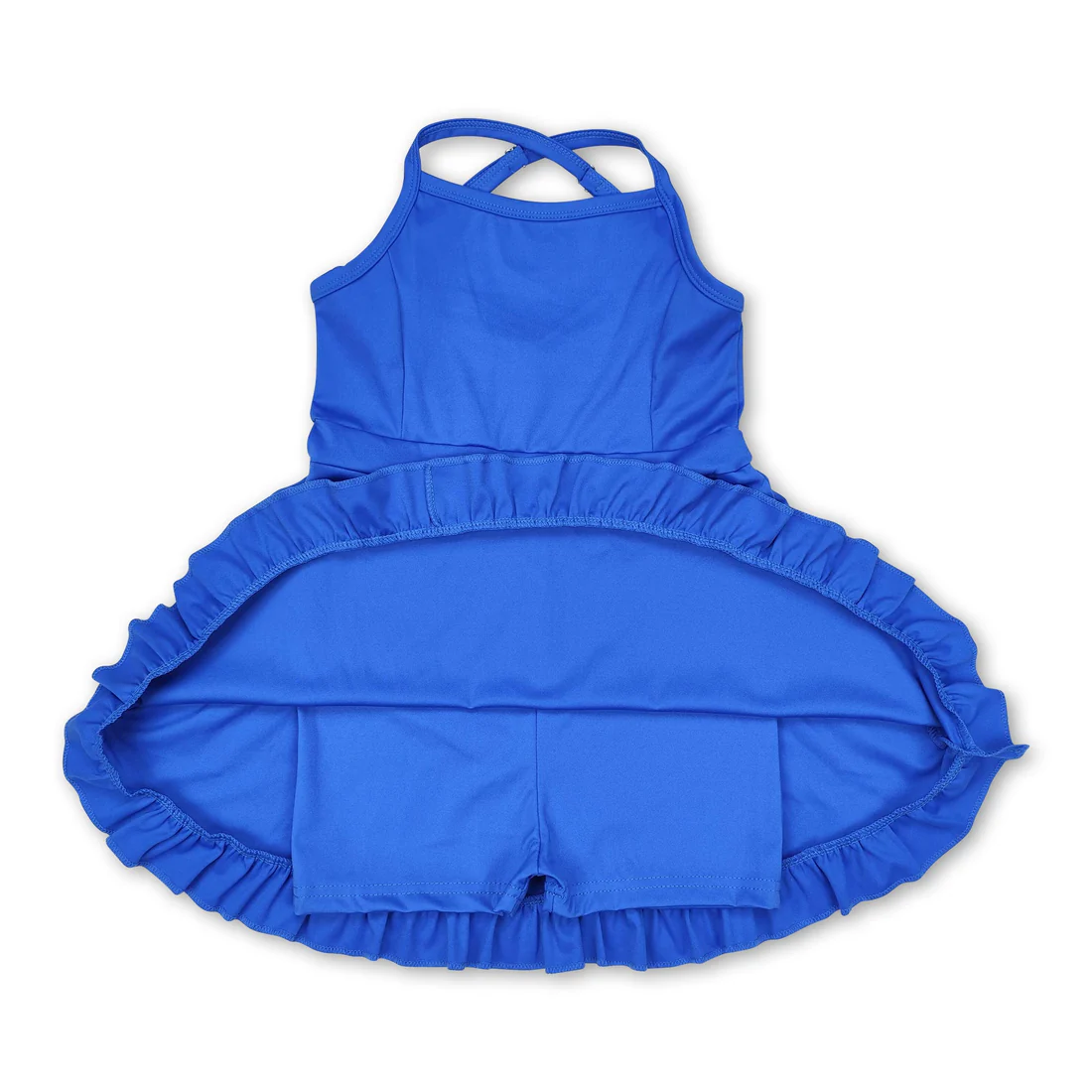 royal blue strap ruffle baby girls summer active wear athletic dress