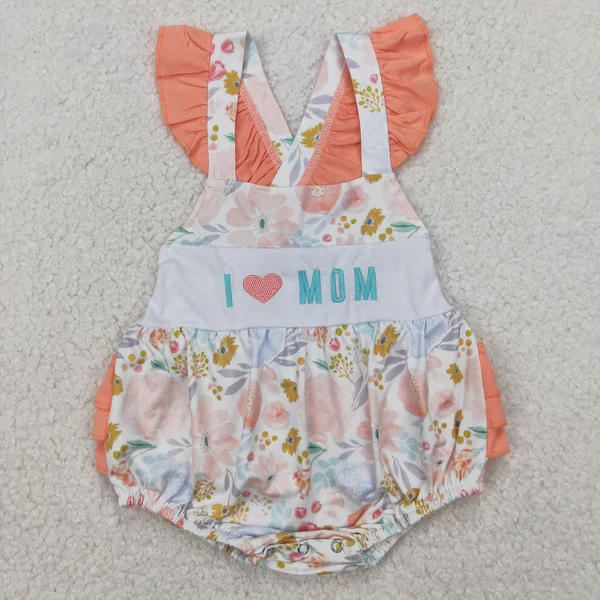 I Love Mom Embroidery Sibling Clothing