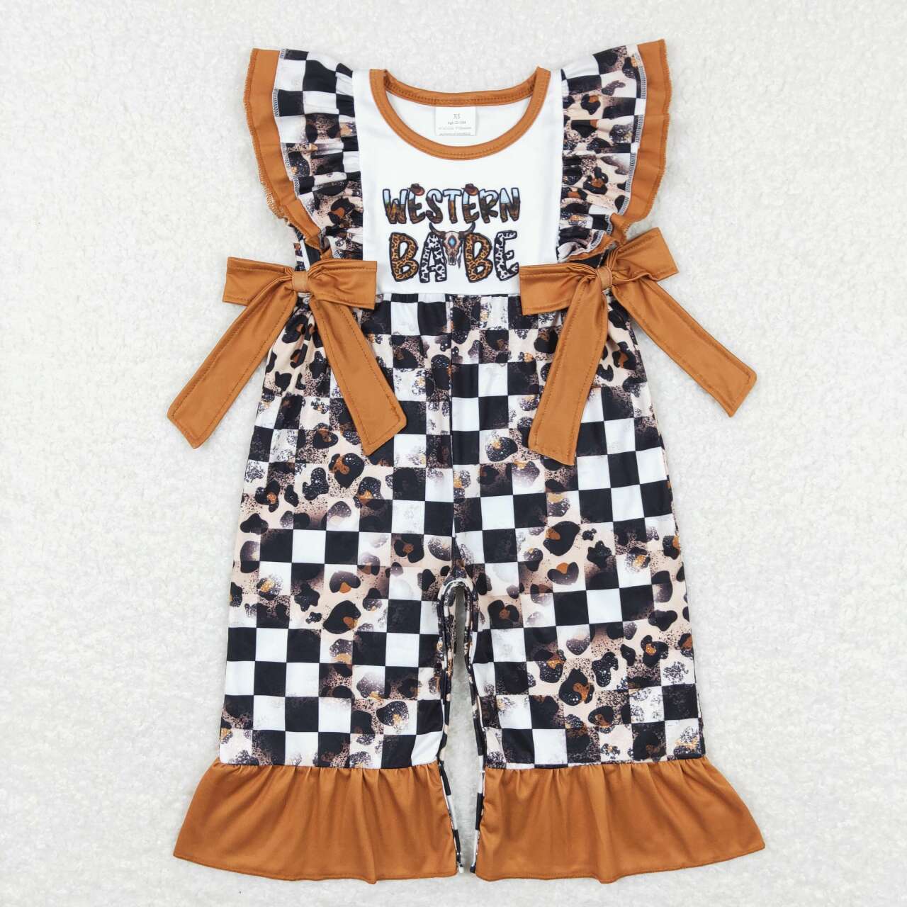 western babe checkerd romper