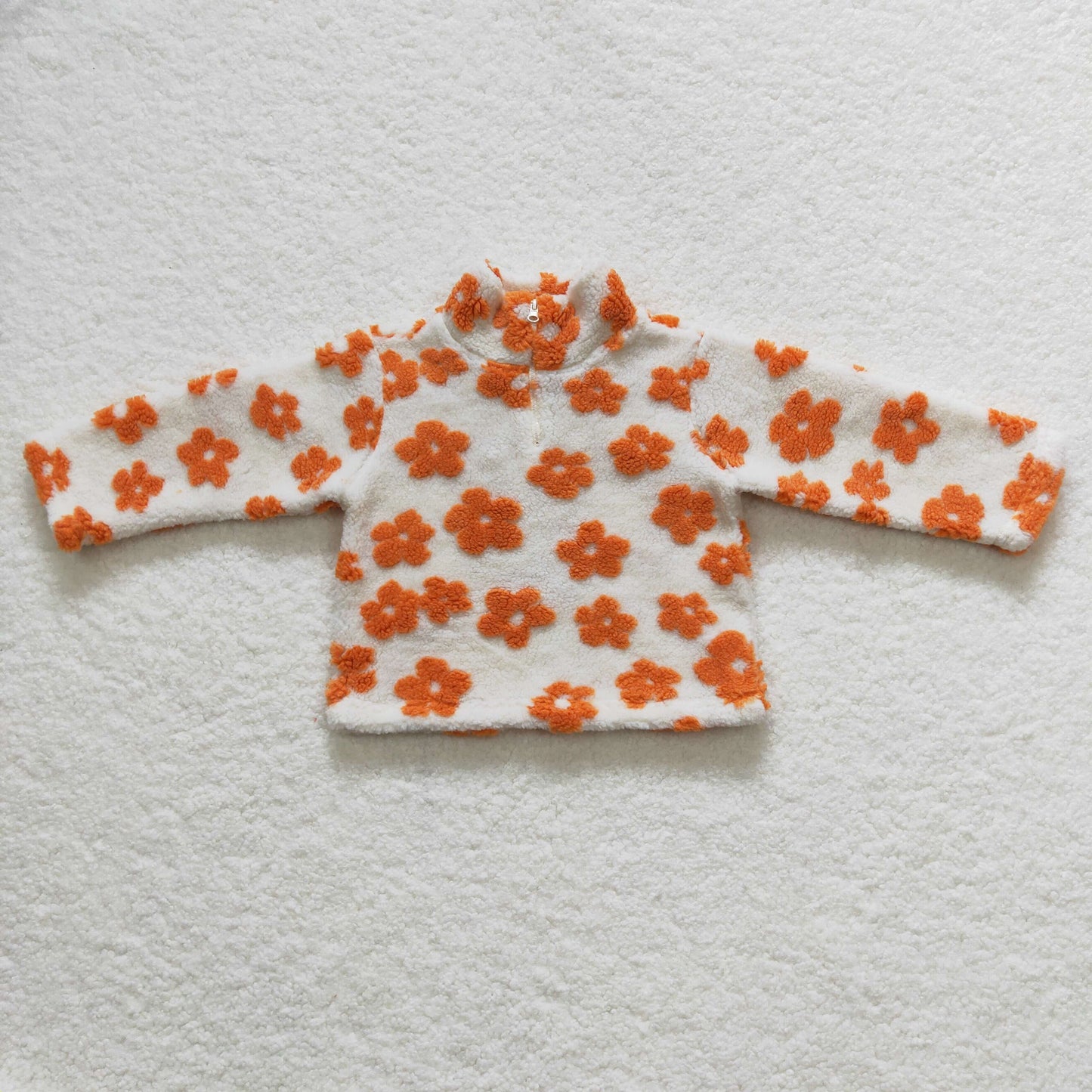 orange flower sherap zipper coat kids winter top clothing