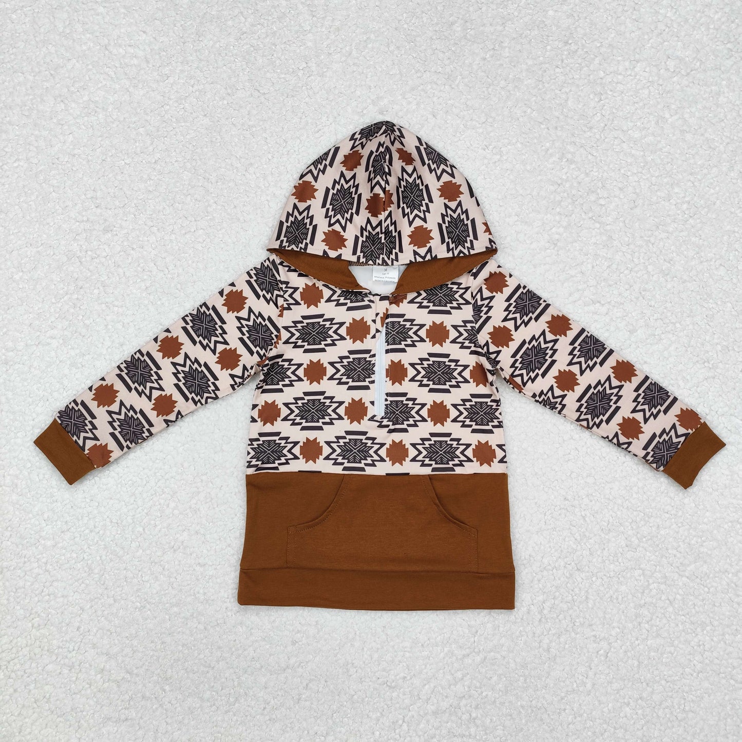 brown aztec zip up hoodie boys top