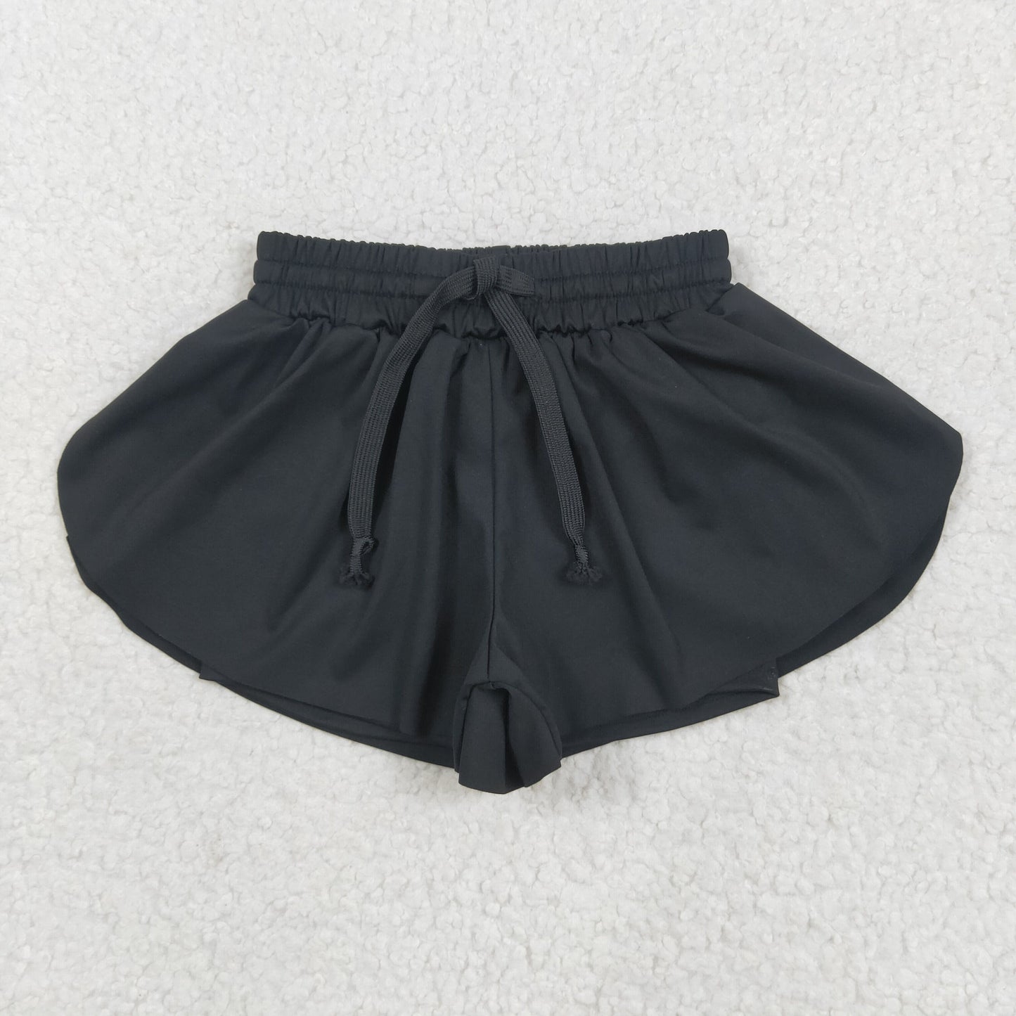 black solid color yoga girls sports shorts