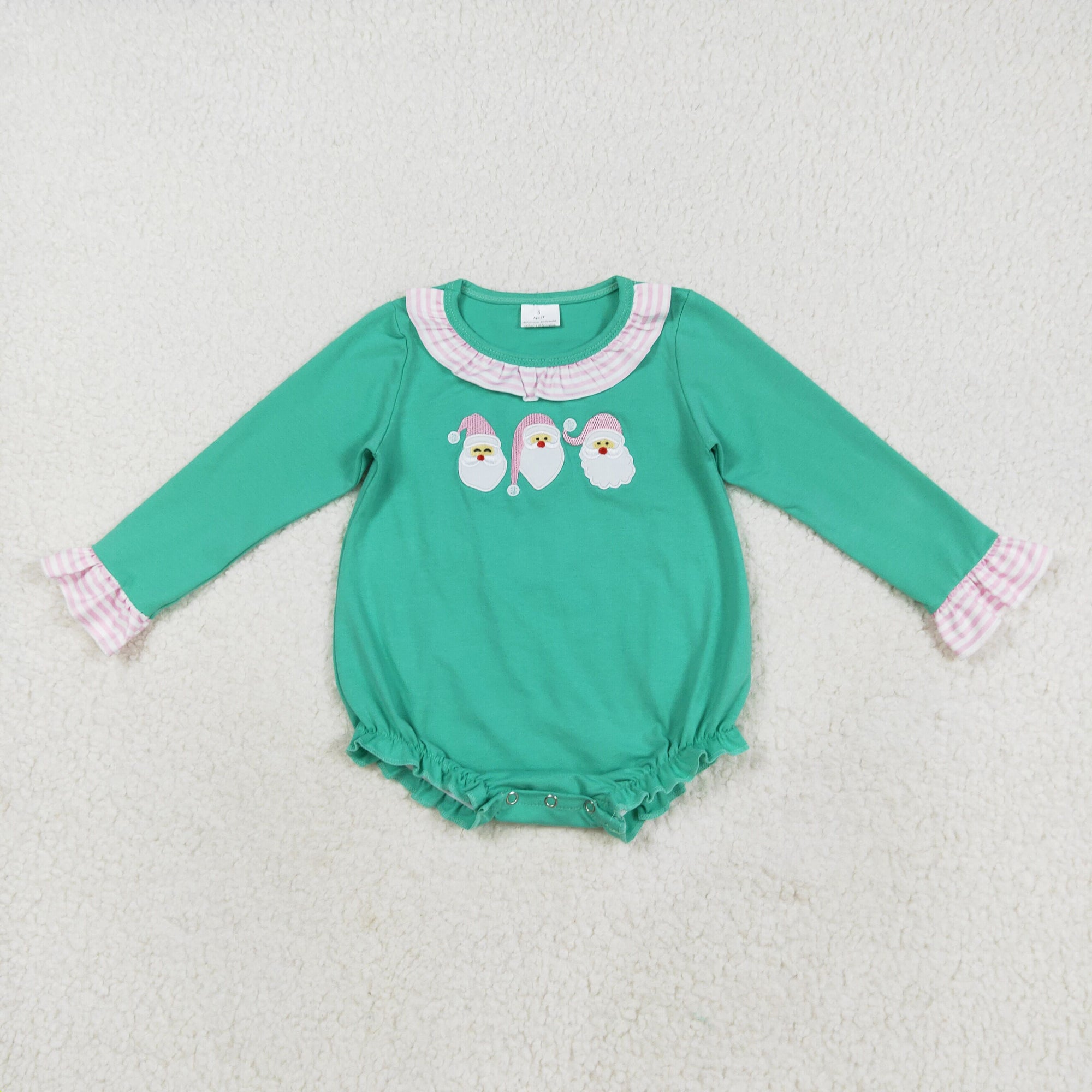 green santa embroidery girl bubble