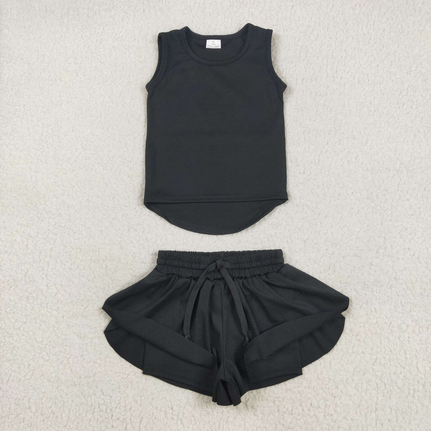 black tank athletic skort set