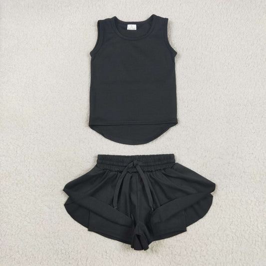 black tank athletic skort set