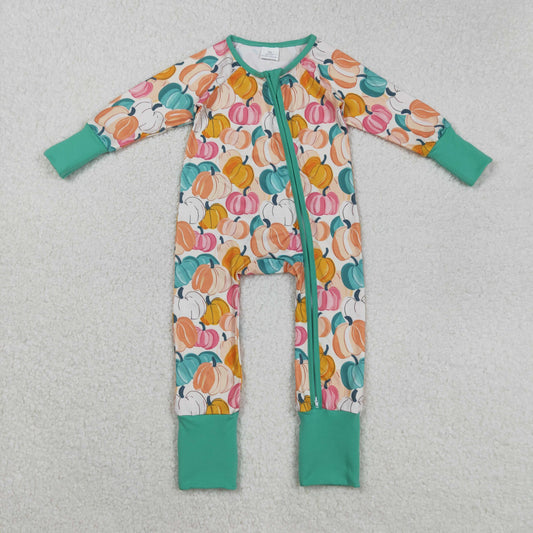 long sleeve colorful pumpkin girl zip sleeper