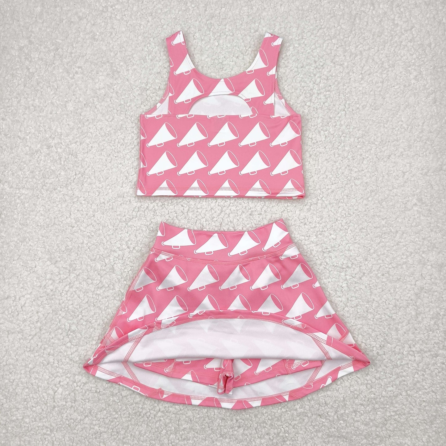 pink cheer two pieces athletic skort dress set