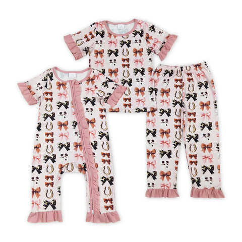 Pink Cow Bows Sibling Pajamas