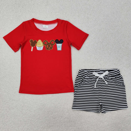 cartoon snacks print baby boy shorts set