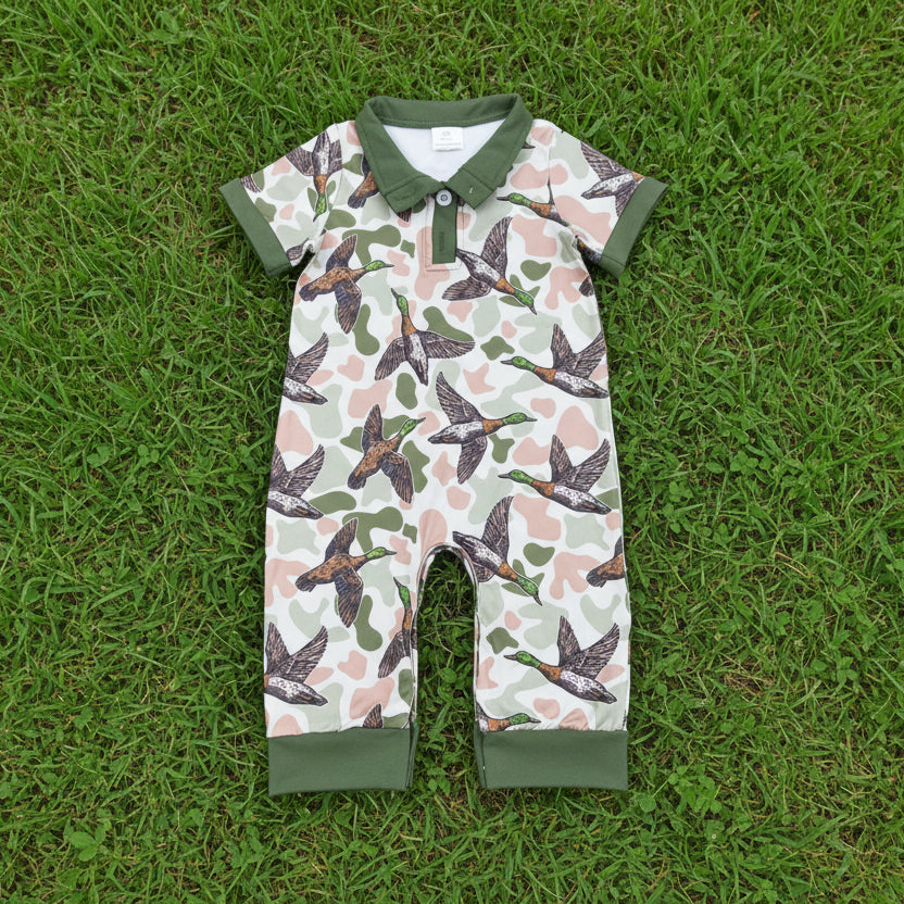 short sleeve mallard camo boy romper