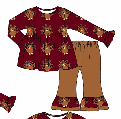 NO MOQ CLOSE 2025 2nd Sept Christmas turkey print pants set