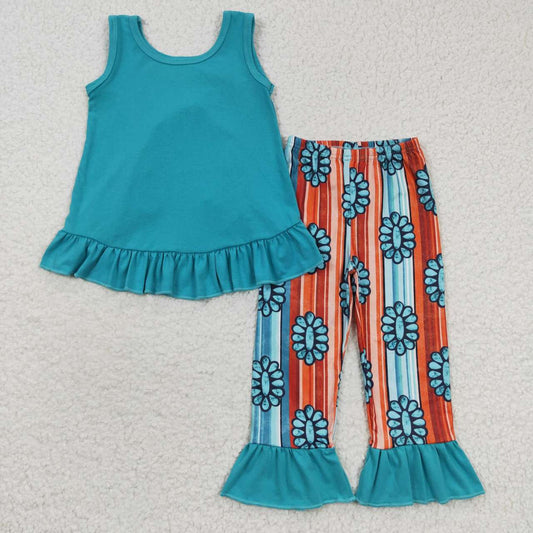 tank outfits turquoise pants set girls clothes