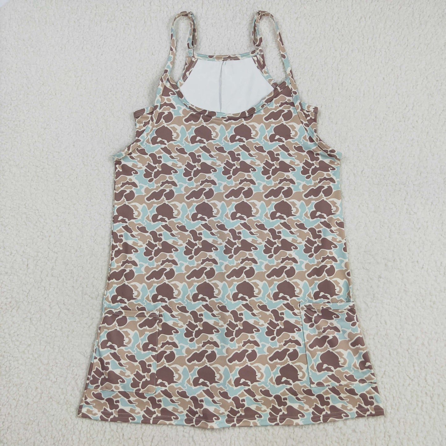 Adult Camo Print Strap Pockets Woman Summer Yoga Dress