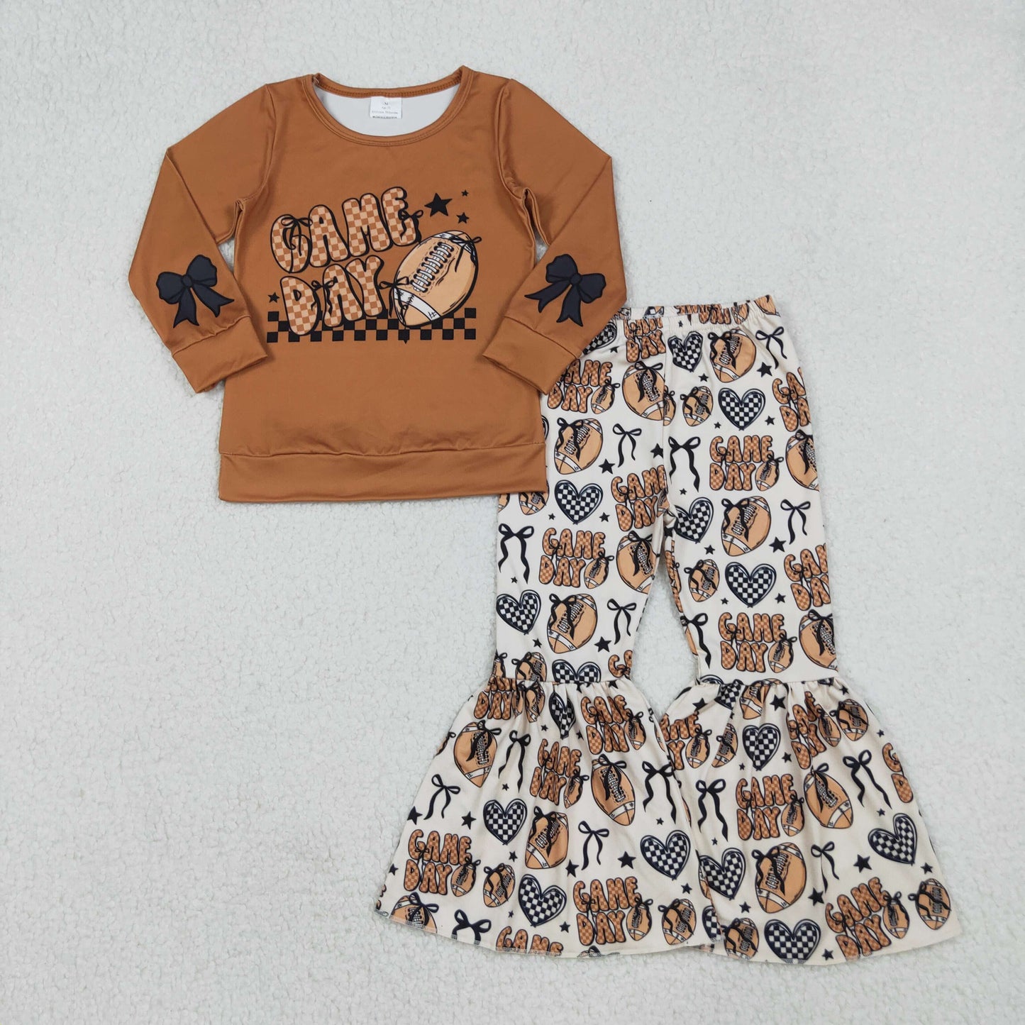 game day football bell bottom outfit toddler girl clothing