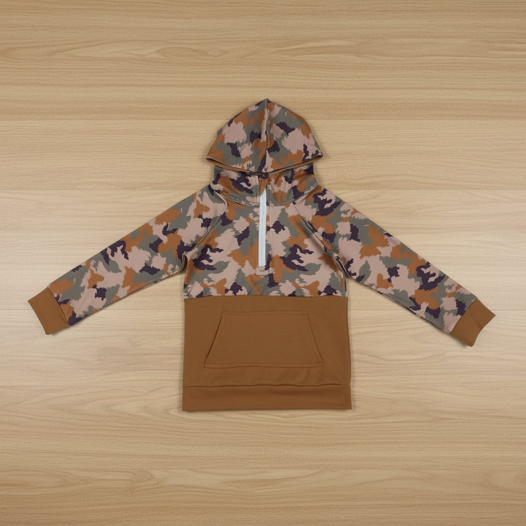 Brown Camo Hooded Pullover