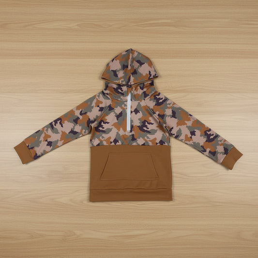 Brown Camo Hooded Pullover