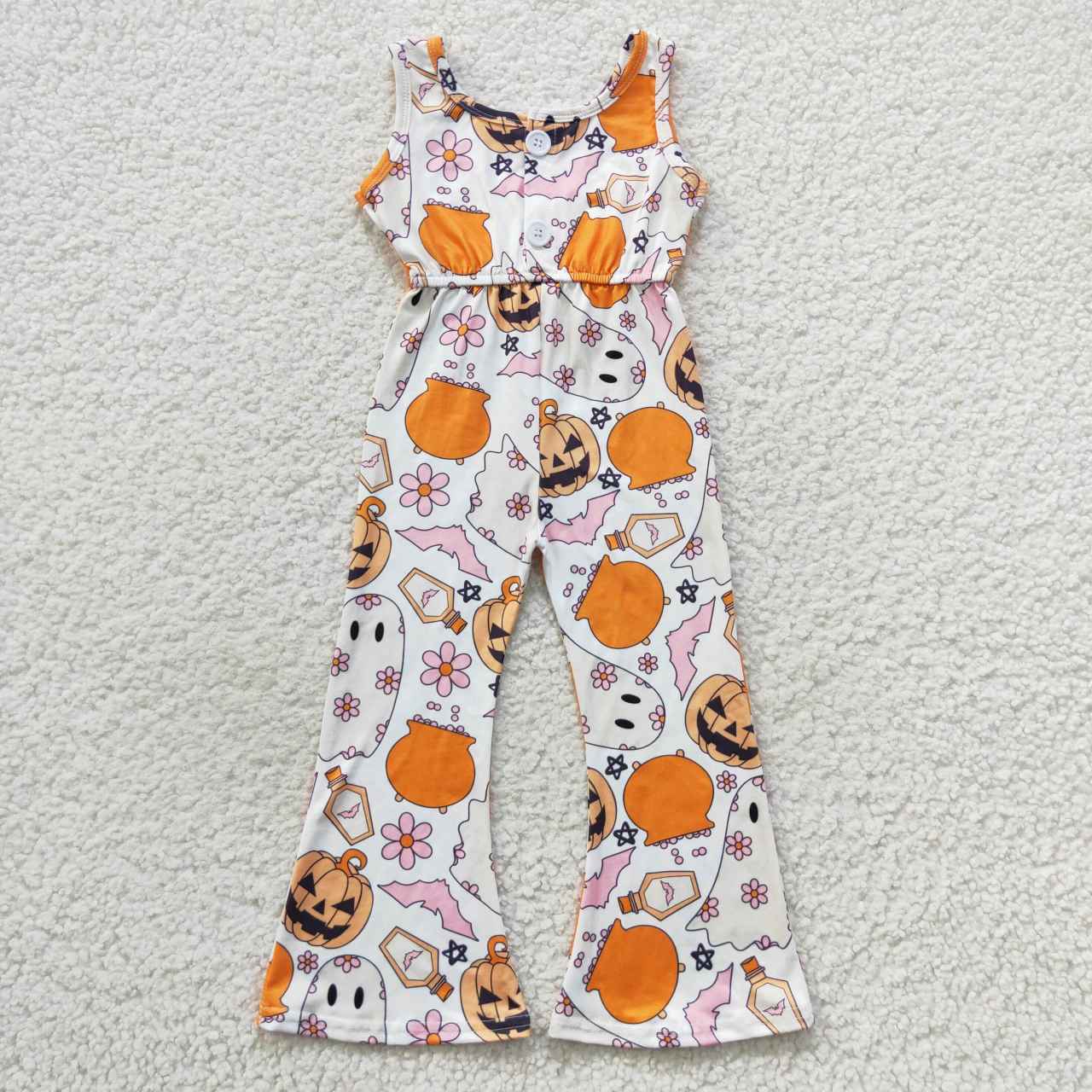 Cute boo kids girl halloween tank jumpsuit