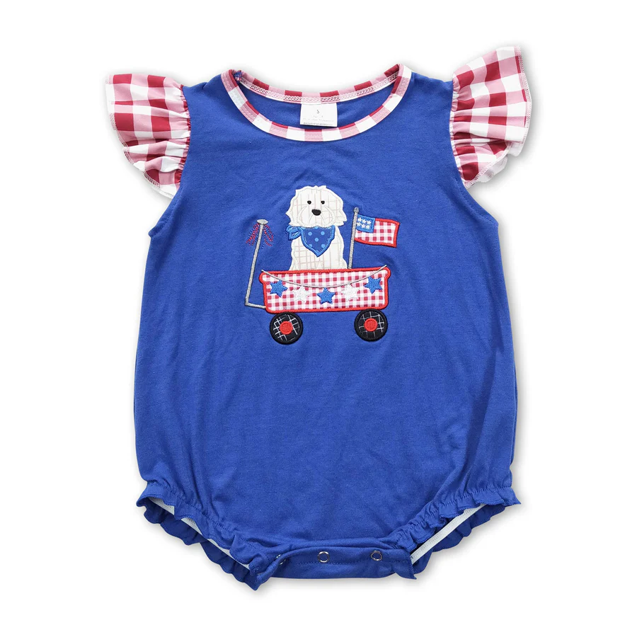 4th Of July Puppy Target Embroidery Sibling Clothing