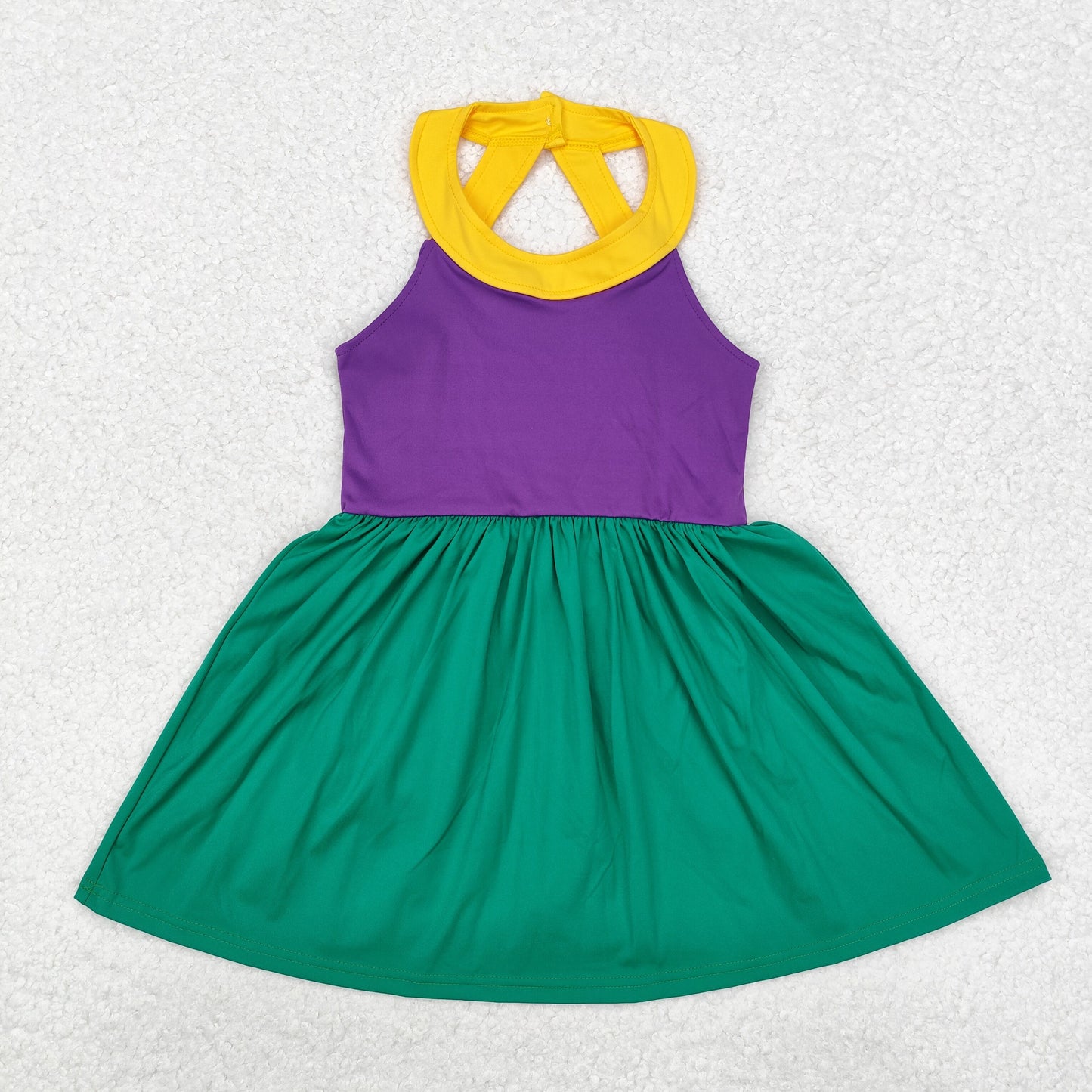 Mardi gras green purple yellow athletic dress