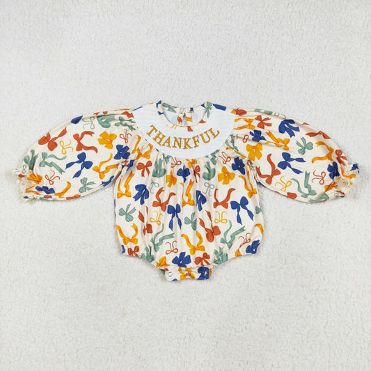 thankful coloful bow embroidery smock bubble
