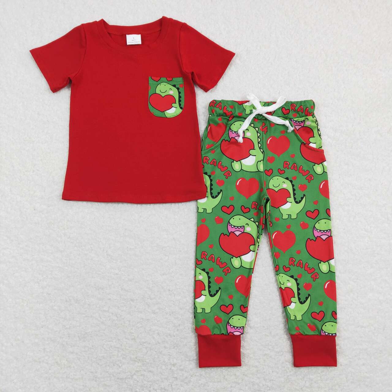 rawr dinosaur boy valentine's day pants outfit