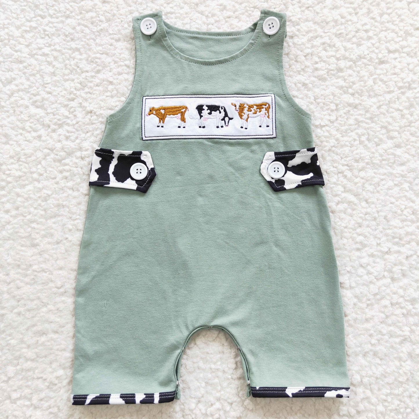 baby boy cotton cow embroidery romper