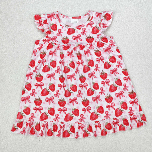 flutter sleeve strawberry dress kids dresses