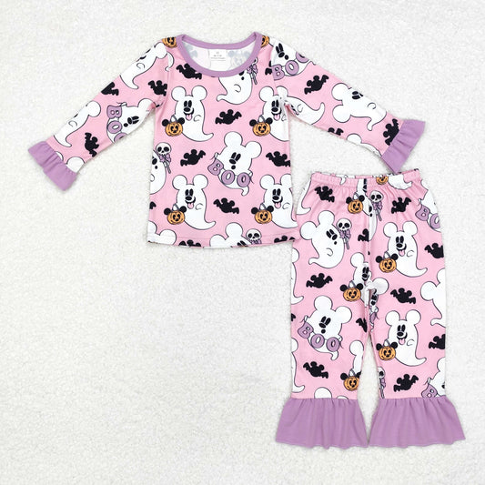 pink boo girls halloween pajama set