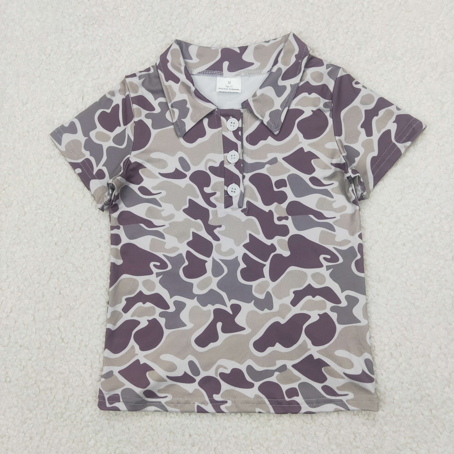 camo polo button t-shirt boys top